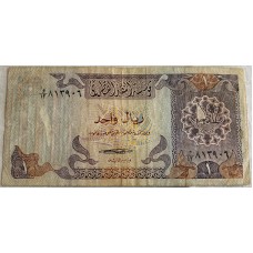 QATAR 1985 . ONE 1 RIYAL BANKNOTE . with WATERMARK . EVEN BEAK